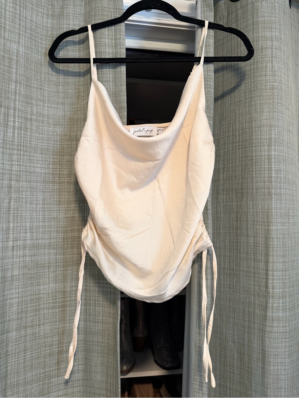 Petal & Pup Satin Cowl Neck Tank in Cream